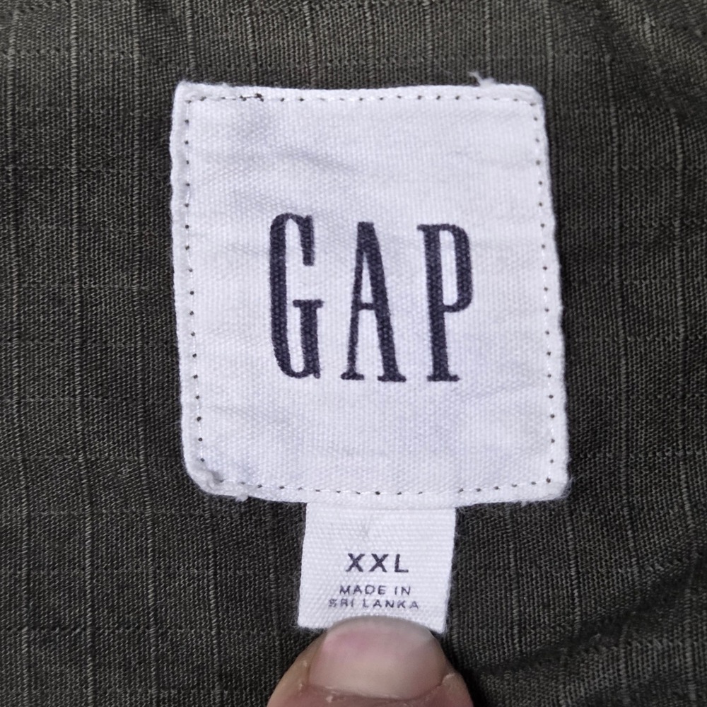 Gap Mens XXL Ripstop Cotton Button Down Shirt Olive Green Long Sleeve Overshirt - Picture 6 of 15